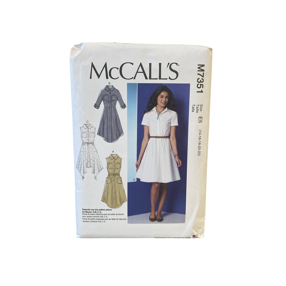 McCALL'S M7351 Misses' Dress Sewing Pattern Size 14-22